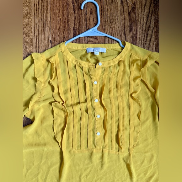 LOFT Mustard Yellow Ruffle Blouse - Picture 4 of 8